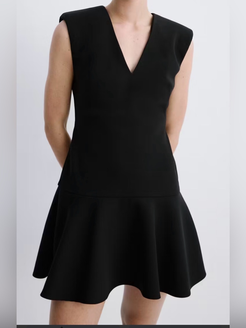 Zara Black Sleeveless V-Neck Flared Mini Dress